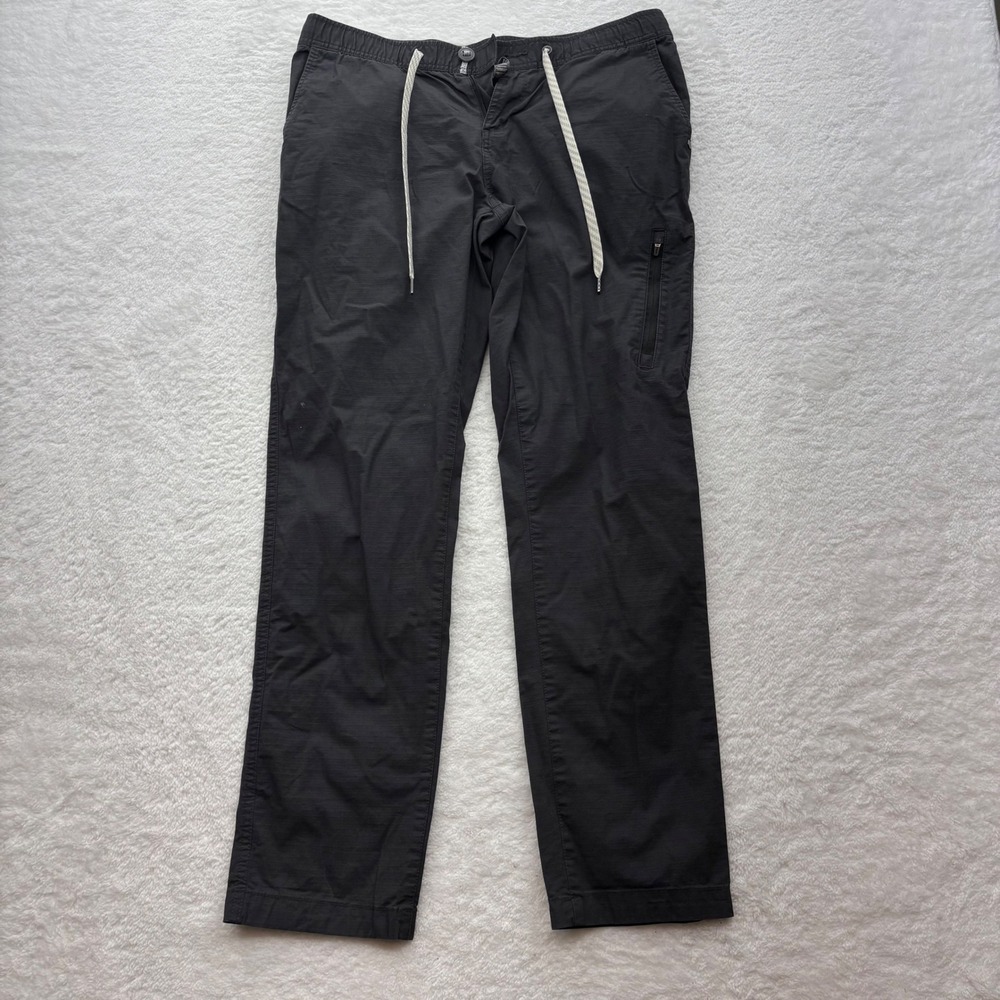 Vuori Men Ripstop Climber Pants Black Medium VW401 Elastic Waist Straight Leg